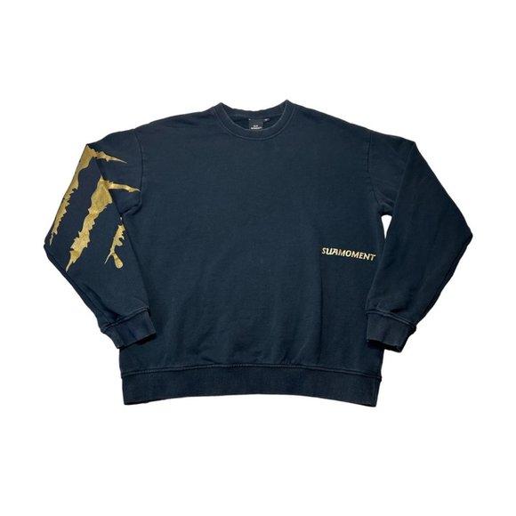 SUA MOMENT Mens Crewneck Sweatshirt Black Size M - Picture 1 of 9